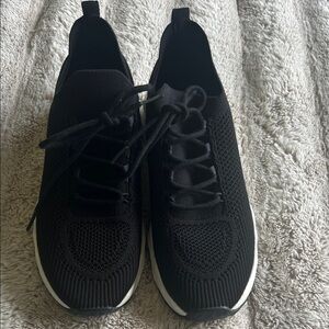 Ash Black Knit Lace-Up Sneakers with White Sole